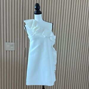 MSGM Ruffle-Trim Asymmetric Minidress